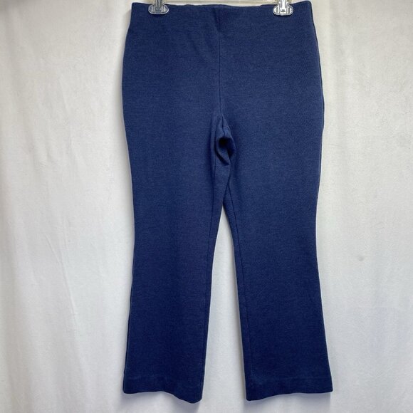 Talbots Montauk Knit Mid-Rise Pull-On Flare Capri Leg Pants Women 6 Blue Stretch - Picture 1 of 12